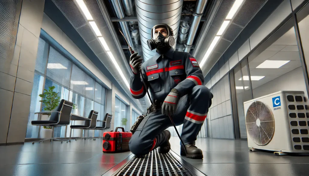 Men work on AC maintenance - One Call Dubai