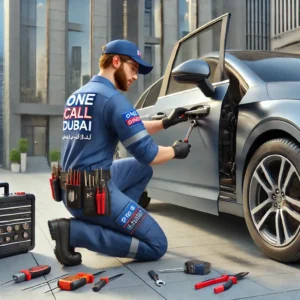 Men make duplicate car key Automotive Locksmith Services - One Call Dubai.​