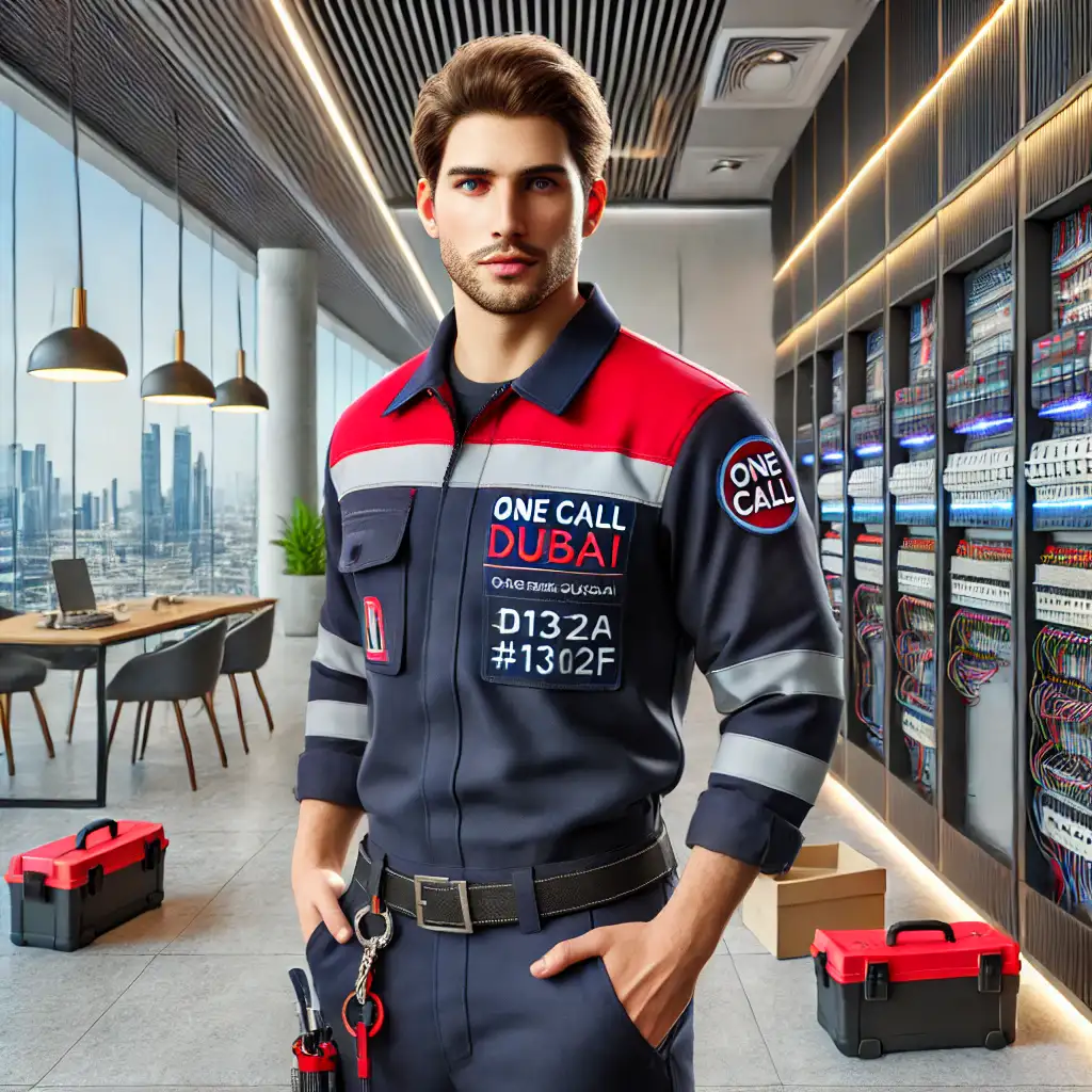 Men who is electrician work on commercial place - Electrical Services - One Call Dubai​